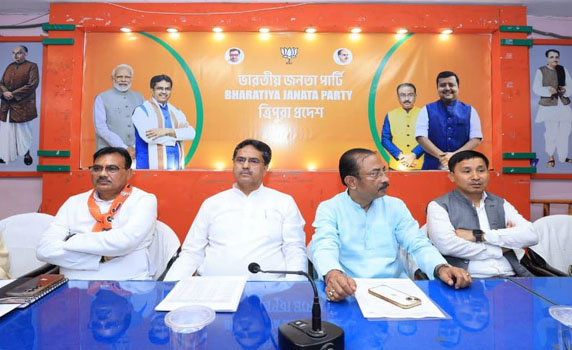 Tripura CM Dr. Manik Saha holds discussions with party leaders on TTAADC polls.